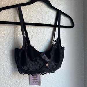 New Savage x Fenty Black Lace Unlined Bra 32DDD | Sheer Floral Lingerie 32DDD
